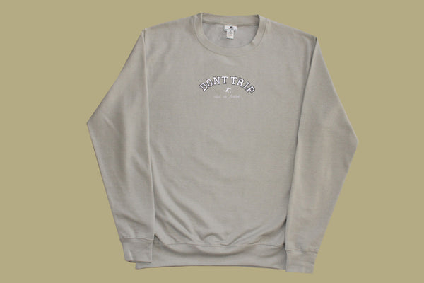 college crewneck - grey (white embroidery)