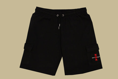 amsterdam fleece cargo shorts - black