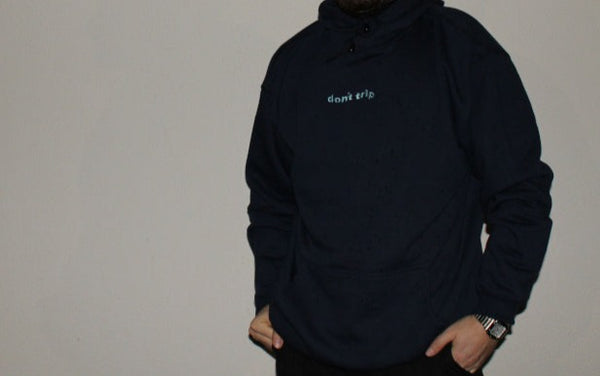 wave fleece hoodie - navy, light blue