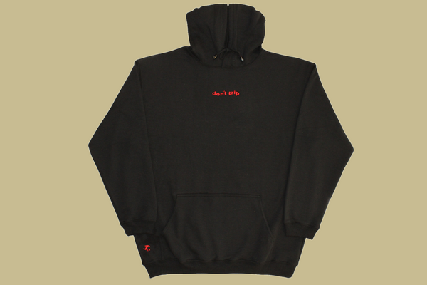 wave fleece hoodie - black, red