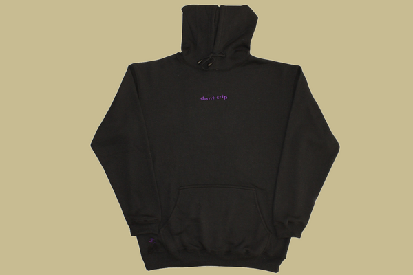 wave fleece hoodie - black, purple