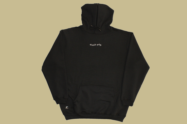 wave fleece hoodie - black, grey