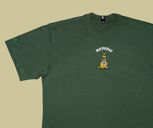 matildas kangaroo heavy tee - forest green
