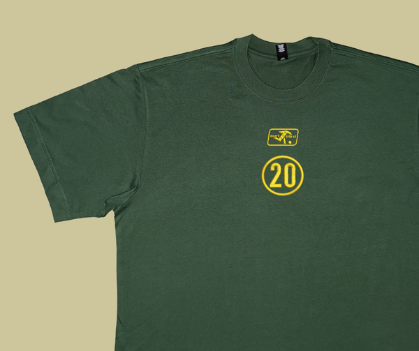 matildas throwback heavy tee (custom number) - forest green/gold