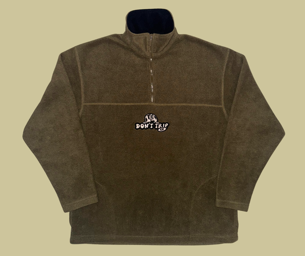 retro rework - brown fleece quarter zip (large) 1 of 1