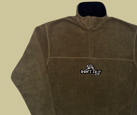 retro rework - brown fleece quarter zip (large) 1 of 1