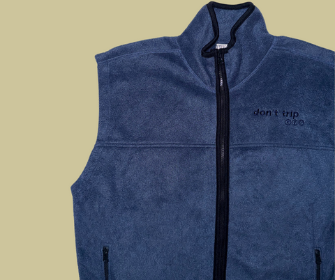 retro rework - navy zip fleece vest (medium) 1 of 1