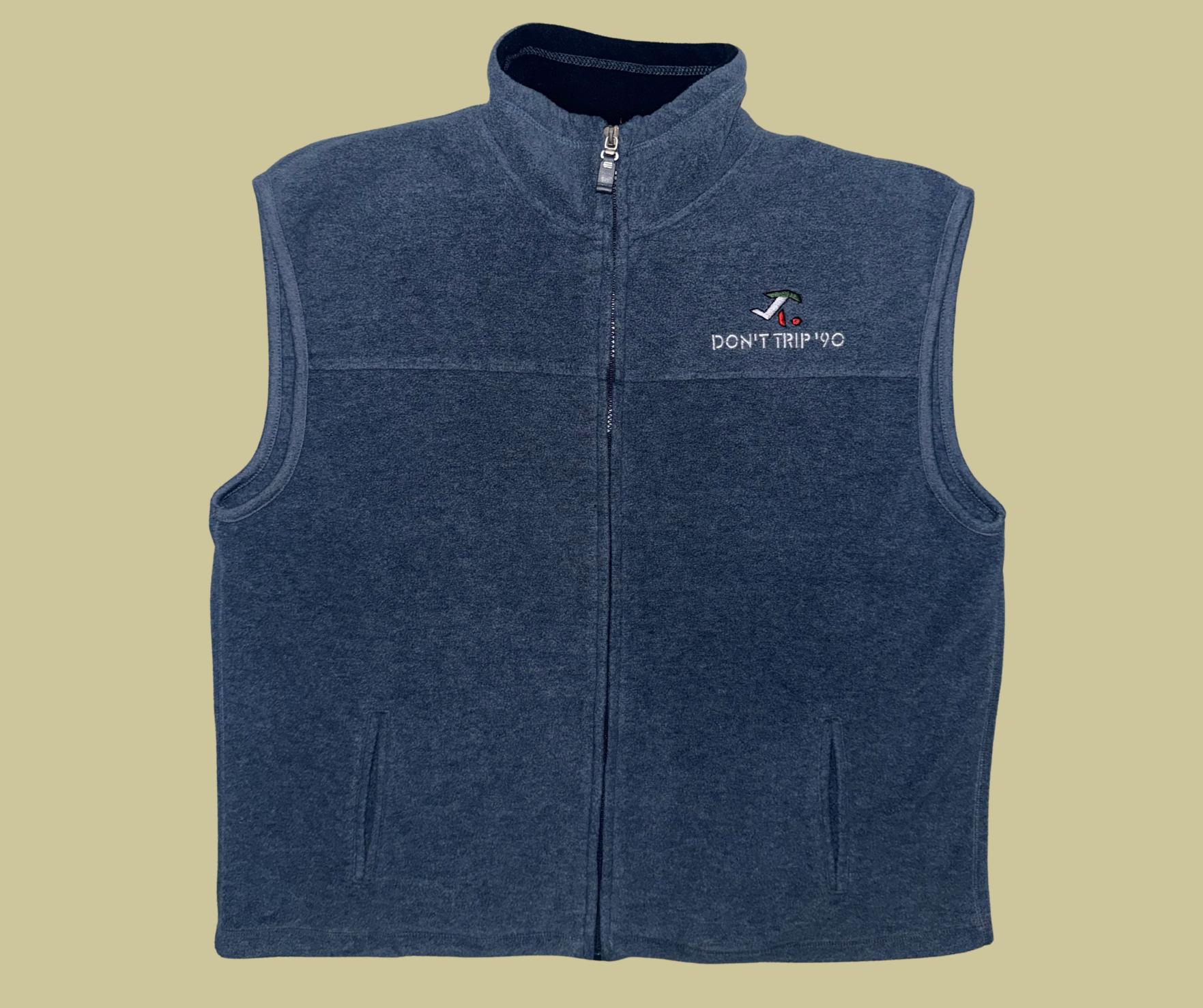 retro rework - navy blue zip fleece vest (large) 1 of 1 – don't