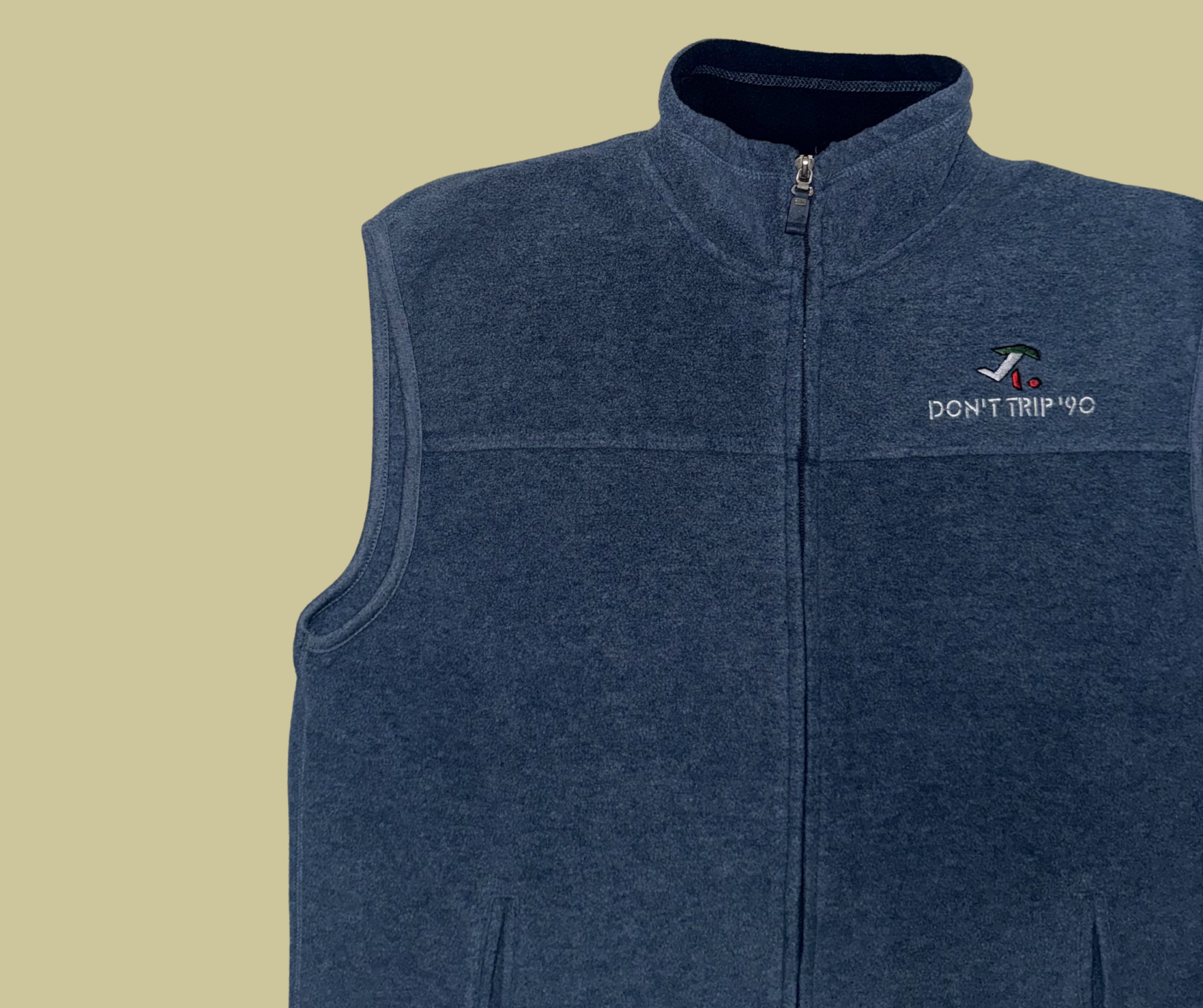 retro rework - navy blue zip fleece vest (large) 1 of 1