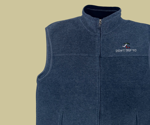 retro rework - navy blue zip fleece vest (large) 1 of 1