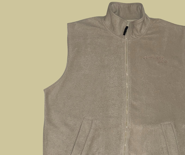 retro rework - beige zip fleece vest (xl) 1 of 1
