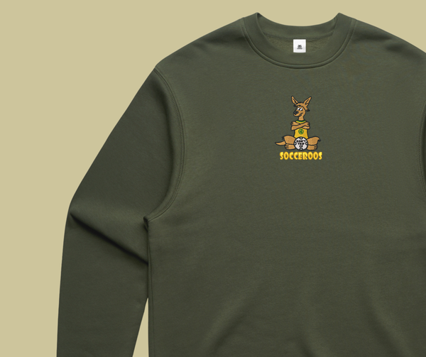 world cup capsule - socceroo mascot army green crewneck