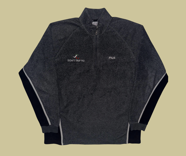 retro rework - ash black fleece quarter zip (large) 1 of 1