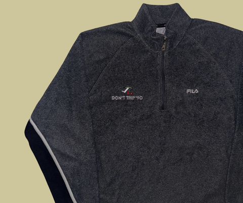 retro rework - ash black fleece quarter zip (large) 1 of 1