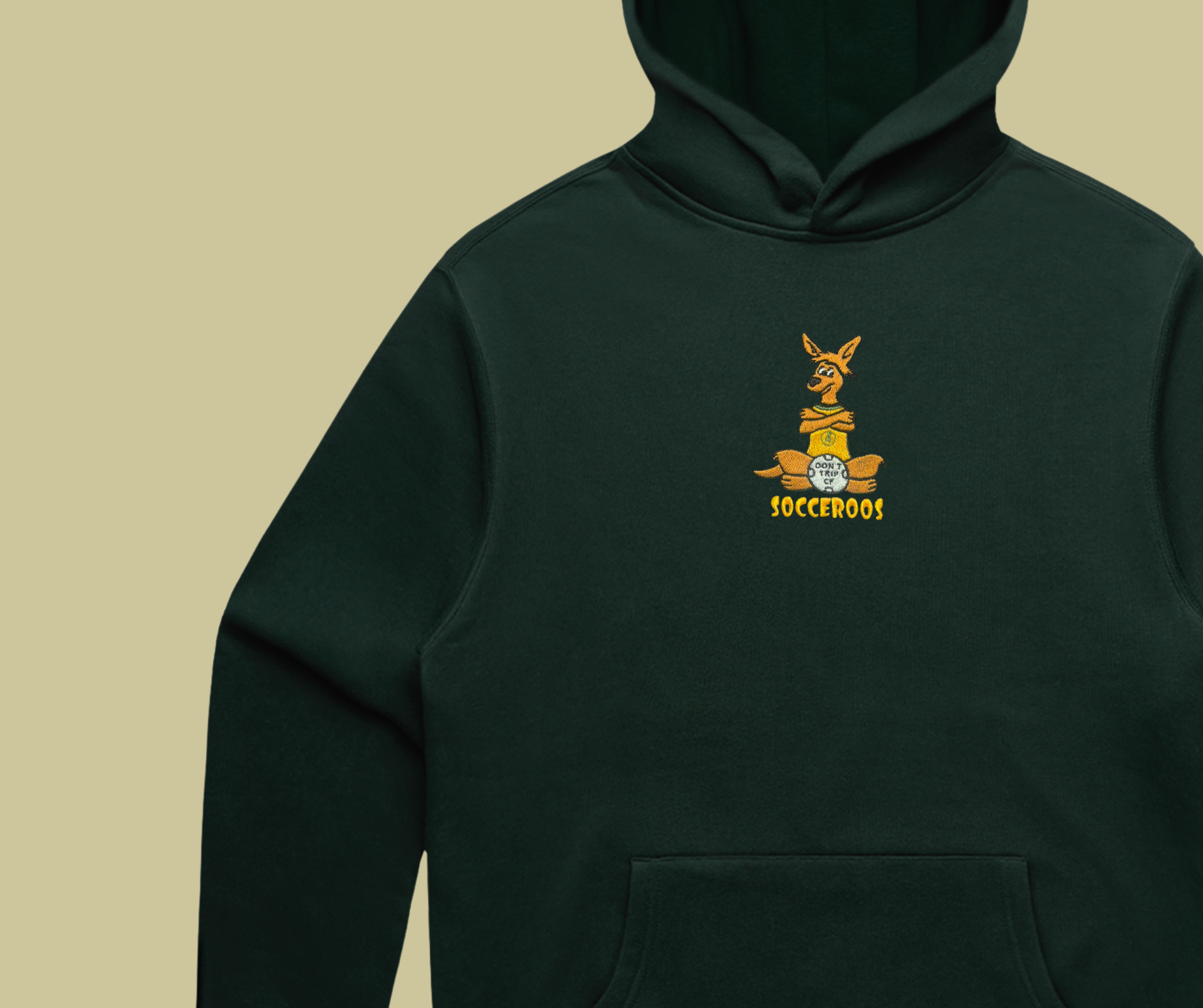 socceroo mascot hoodie - pine green