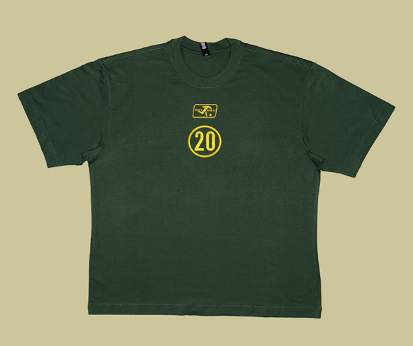 matildas throwback heavy tee (custom number) - forest green/gold