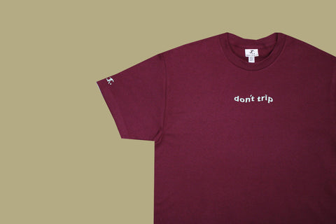 wave tee - maroon (choose your own embroidery colour)