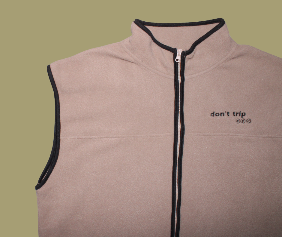 retro rework - beige zip fleece vest (xl) 1 of 1