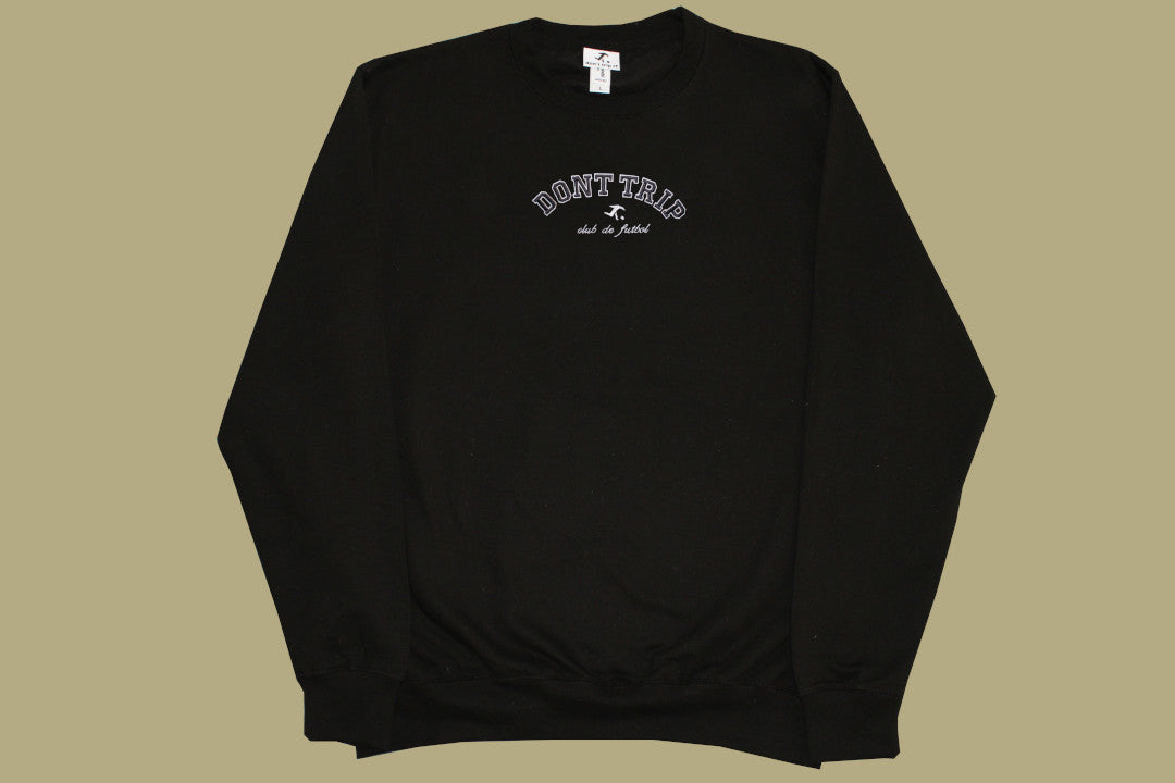 college crewneck black (black embroidery) – don't trip cf