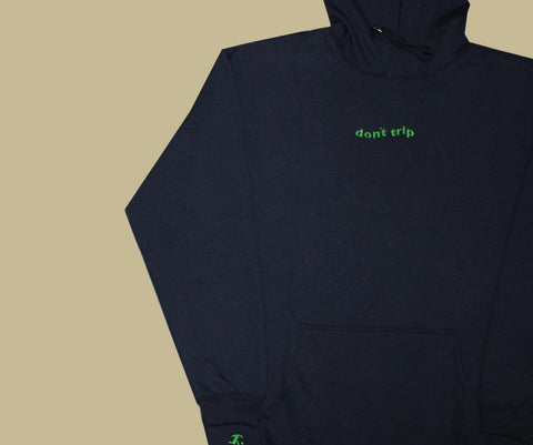 wave fleece hoodie - navy, green
